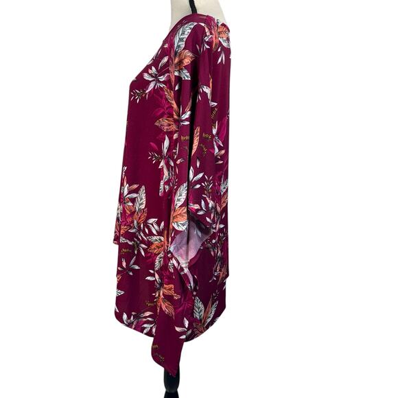 Worthington X-Large Top Leaf Print Stretch Boat Neck Sleeveless Batwing Multi - Picture 6 of 8